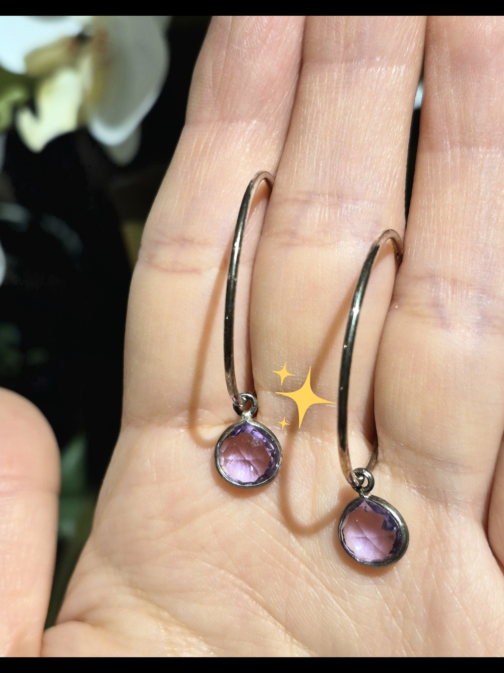 New Amethyst 925 Sterling Silver Hoops Earrings